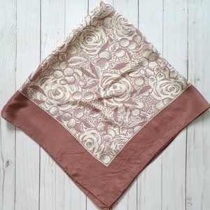 Vintage Anne Klein for the Vera Company Silk Square Scarf Floral Pink 30"x30"